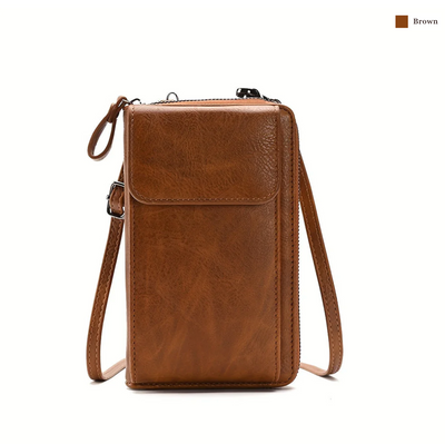 Chic Compact | PU Leather Handbag with Adjustable Strap and Multiple Compartments-1