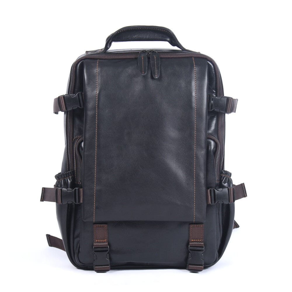 Elian | Black Leather Backpack