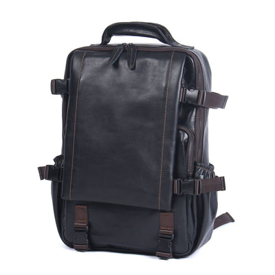 Elian | Black Leather Backpack