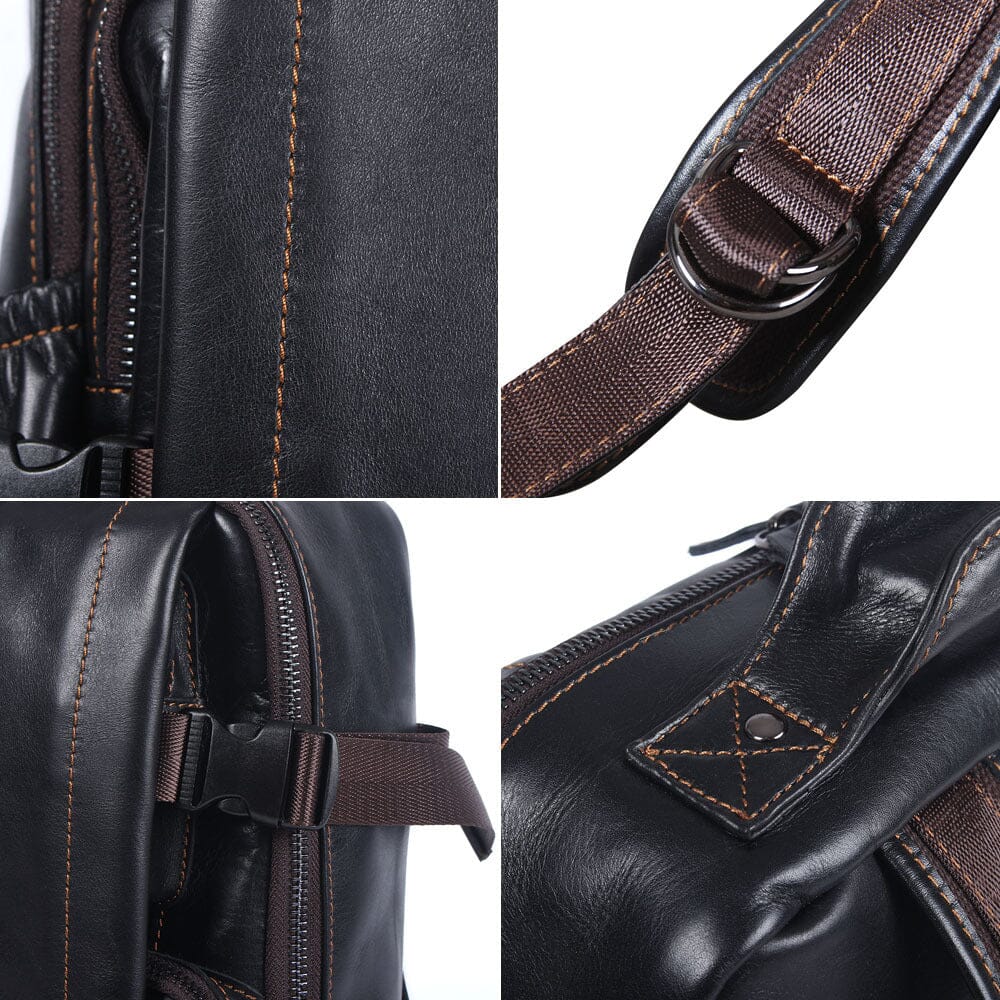 Elian | Black Leather Backpack