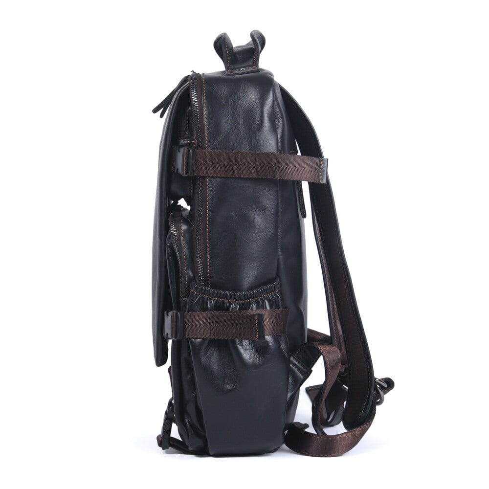 Elian | Black Leather Backpack